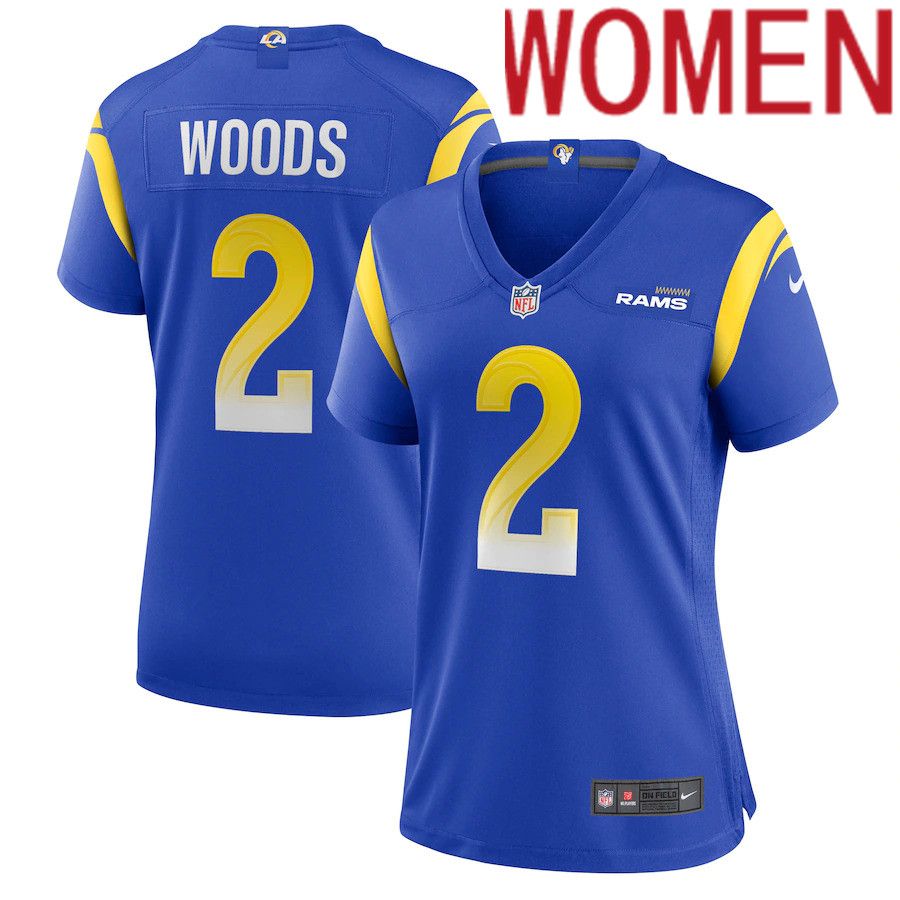 Women Los Angeles Rams #2 Robert Woods Nike Royal Game NFL Jersey->women nfl jersey->Women Jersey